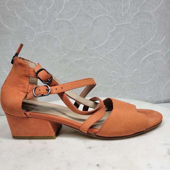 Eileen Fisher Kyra Sandals Womens 6 Nubuck Suede Square Block Heel Double Straps - Picture 3 of 16